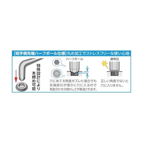 TRUSCO TPH-3 角曲げ・ハーフボール六角棒レンチ用トリプルハンドル [837-1272]