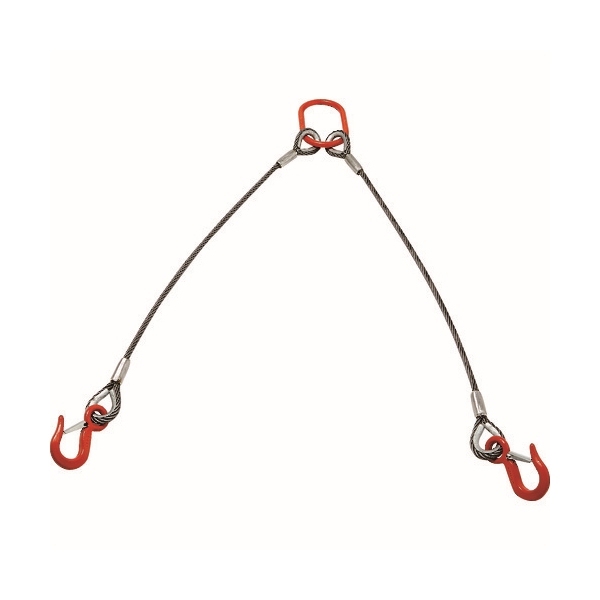 TRUSCO 2本吊り玉掛けワイヤロープスリング アルミロックスリング フック付き 9mmX1m TWEL-2P-9S1 [160-6391]