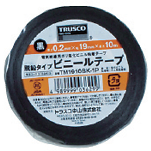 TRUSCO 脱鉛タイプ ビニールテープ 19X10m 黒 1巻 TM1910BK-1P [375