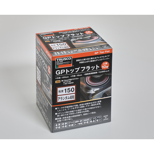 TRUSCO GPトップフラット アランダム #150 Φ100 10枚入 GPF100-A150 [160-7116]